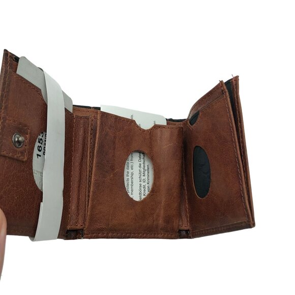 Spikes & Sparrow Austin RFID Protected Leather Wallet Brandy Brown Trifold 16530 - Picture 2 of 6